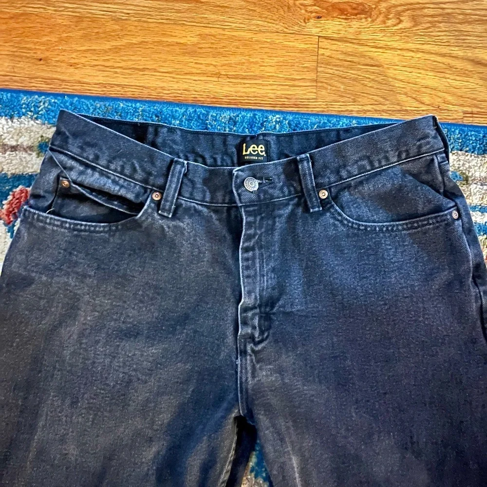 Lee Men's Black Relaxed Straight Jeans Size 34 X 30